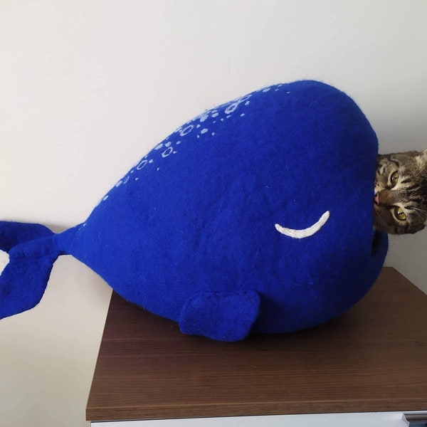 Cat cave, pet house, cat bed, wool cat cave, felt cat cave, wool whale, whale cat cave, cat furniture, cat caccon, dog cave, dog bed