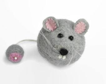 Souris jouet pour chat, chat jouet écologique, jouet feutré pour chats, jouets pour animaux de compagnie, jouet jouet pour chats, souris en laine, souris pour chats, cadeau pour chat, produit pour animaux de compagnie