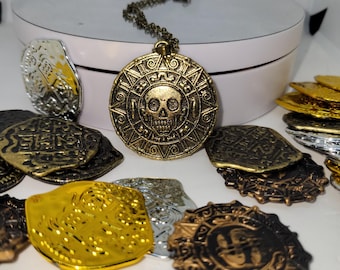 NEW STYLE,Elizabeth Swann&#39;s gold medallion, movie prop, aztec gold, cursed gold, pirates of the caribbean