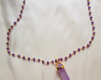 Amethyst Crystal Point on Amethyst Rosary style chain