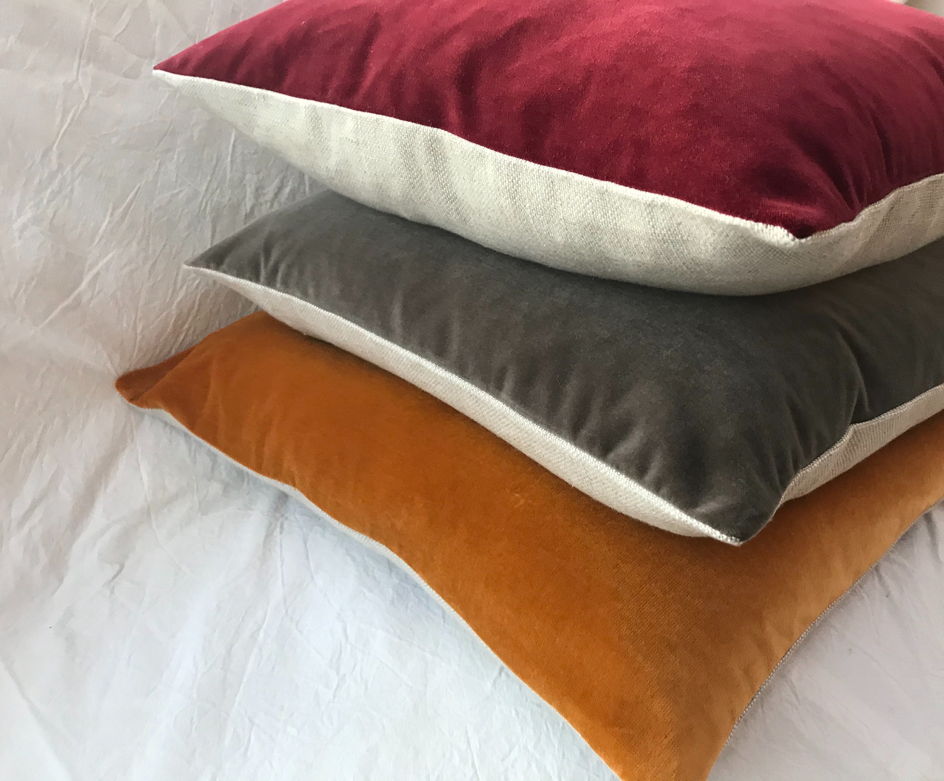 Merlot Hand Made Velvet Cushion Cover with Natural Linen Back Etsy