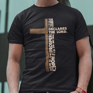 Christian Scripture T-shirt, Bible Verse T-Shirt with Graphic Cross, Christian Cross Tees, Jeremiah 29:11 T-shirt, Fathers Day Gift