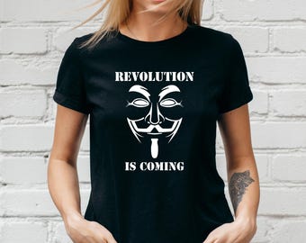 Guy Fawkes-mask-t-shirt, Anonym revolution-t-shirt