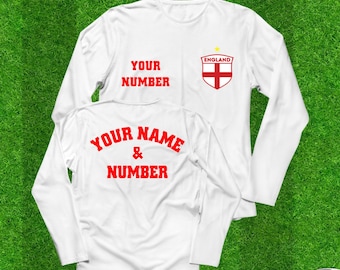 Personalized England Football Long Sleeve T-Shirt: English Flag Jersey