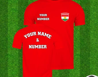 Camiseta de fútbol personalizada de la selección nacional de Kurdistán: nombre y número personalizados.