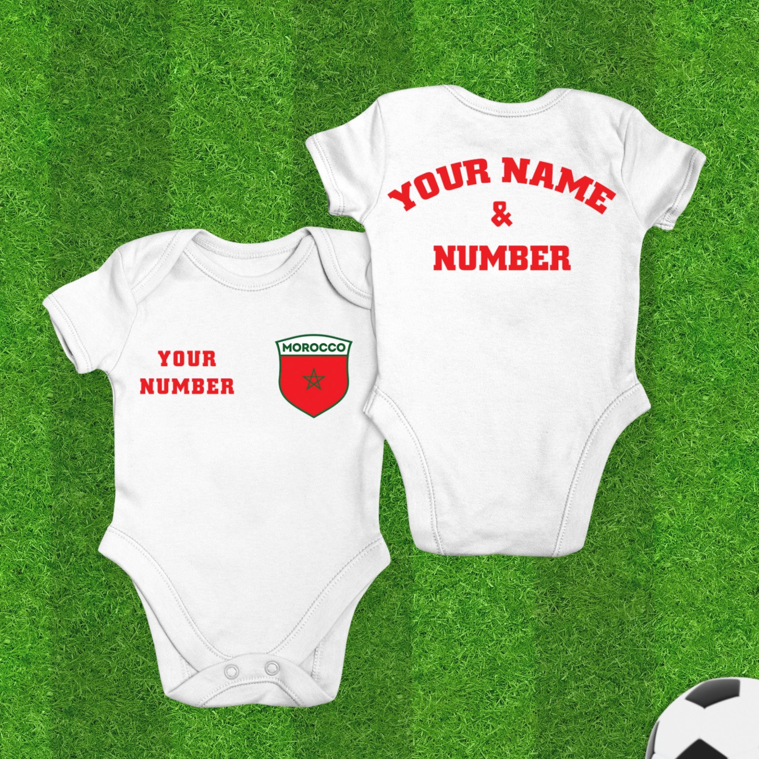 Body Bébé Manches Courtes Tunisie – Coupe Du Monde Football 2018 – Personnalisé Avec Prénom – 100% Coton