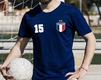 Custom France Soccer T-Shirt, French Flag, Personalized Football Tee
