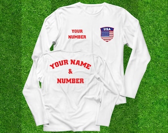 Custom USA Soccer Jersey, Personalized Long Sleeve American Soccer Shirt