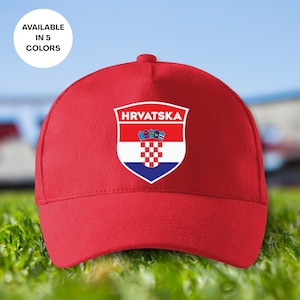 Croatia Soccer Cap, Croatia Country Flag in a Shield Hat, Printed Soccer Dad Cap, Soccer Mom Cap, Croatia Football Unisex Adjustable Cap