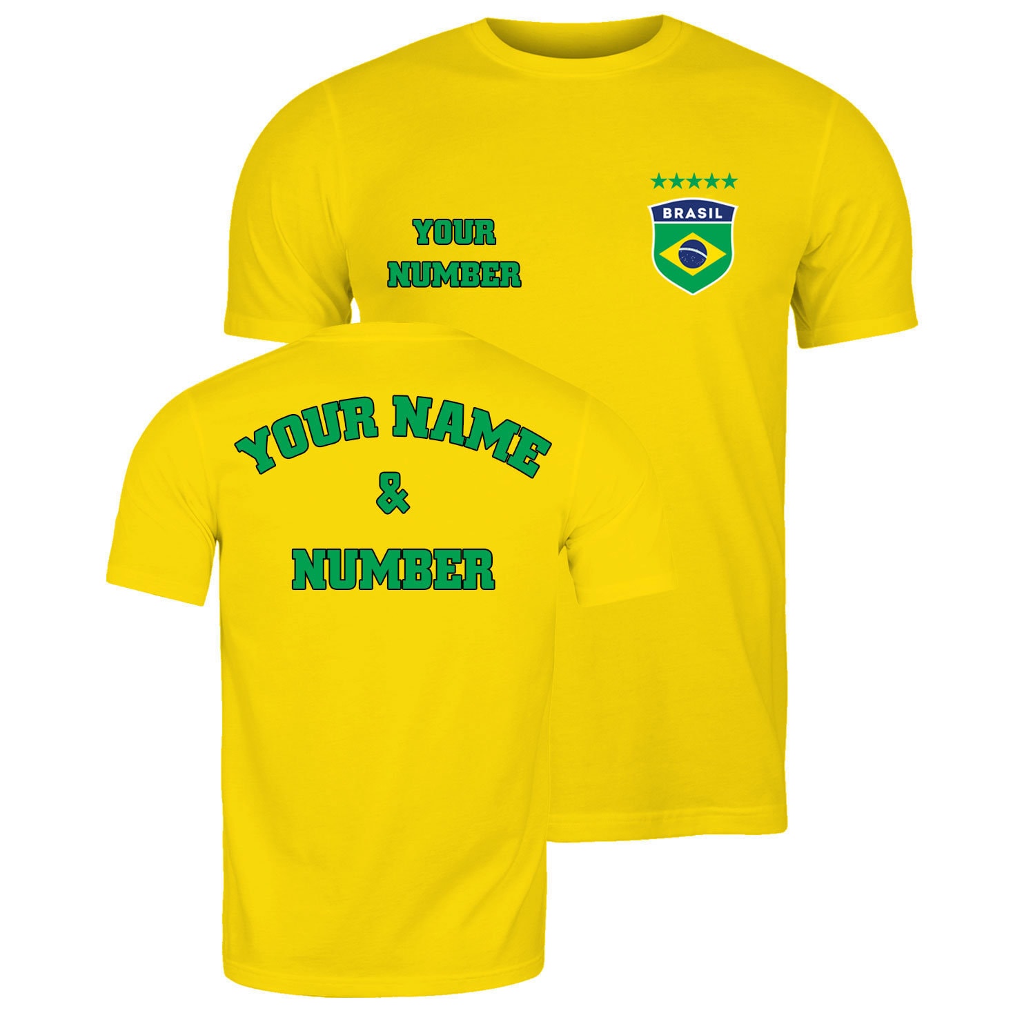 Custom Brazil Soccer Jersey – Personalized With Name & Number, Moisture-Wicking Polyester