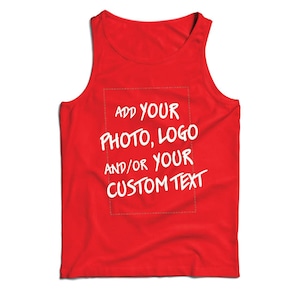 Custom Men's Tank Top, Personalized Photo/Logo Print, Husband Gift Red Multi Color