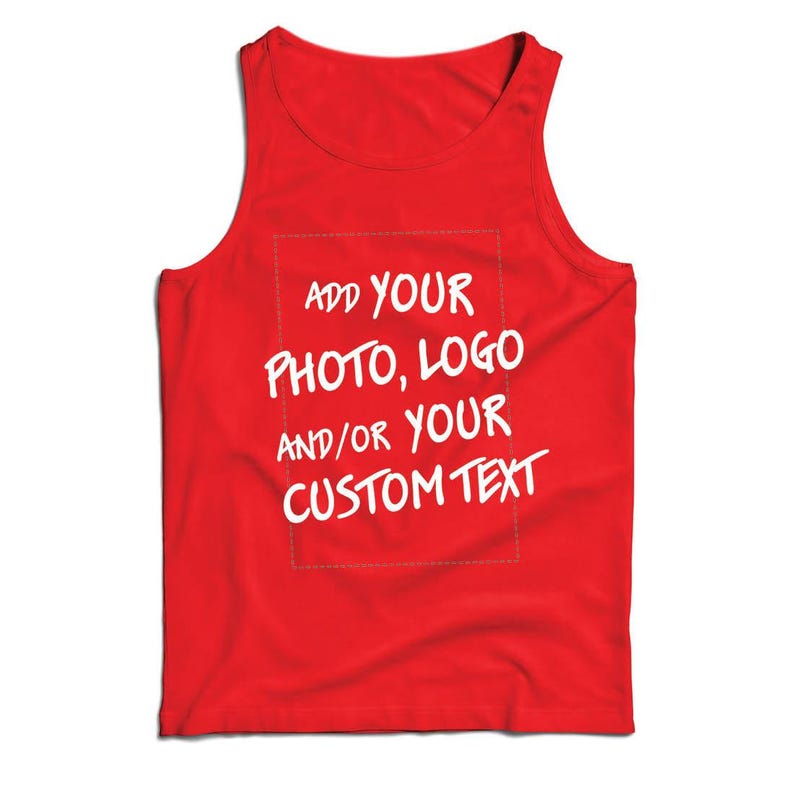 Custom Men's Tank Top, Personalized Photo/Logo Print, Husband Gift Red Multi Color