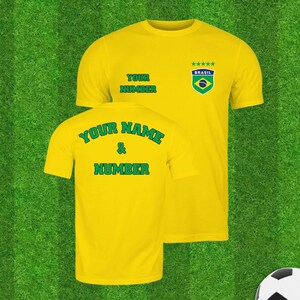 Personalized Brazil Soccer Shirt for Men, Custom Brazil Jersey with Player Name and Number, Brazilian Flag Shirt, Brazil Football Dad Gift