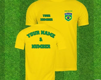 Spersonalizowana koszulka reprezentacji Brazylii, spersonalizowane imię i numer, prezent piłkarski