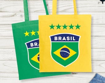 Brazil Soccer Tote Bag: Recycled Cotton Brazil Flag Design