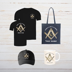 Personalized Masonic Gift Set: Custom Lodge T-Shirt, Mug & Tote