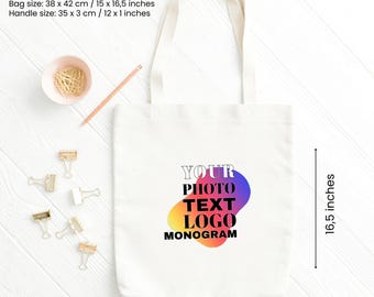 Borsa tote in tela con logo personalizzato: borsa con marchio aziendale personalizzato