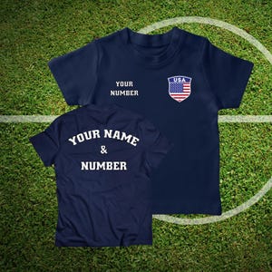 Personalized America Soccer Team Jersey Kids, Customized American Soccer Jersey with Name and Number, USA Soccer Tee - Baby Toddler or Kids