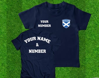 Personalized Kids Scotland Soccer Jersey: Custom Name & Number, Scottish Flag Tee