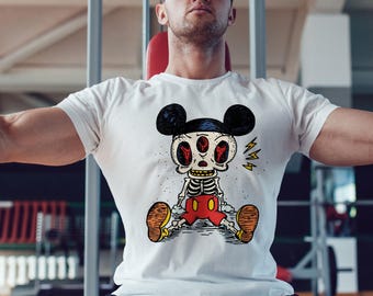 Maus Skelett Männer T-Shirt, Halloween Grafik T-Shirt