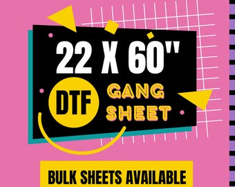 Custom DTF Transfer Gang Sheet 22" x 60": Ready for Press