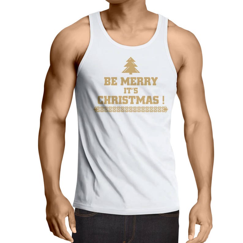 N4699V Men/'s It/'s Christmas Slogan Crew Neck Vest