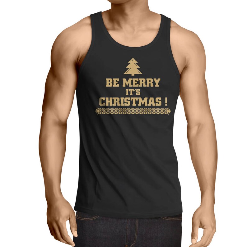 N4699V Men/'s It/'s Christmas Slogan Crew Neck Vest
