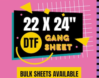 Custom DTF Transfer Gang Sheet: Full Color Print for Apparel (22" x 24")
