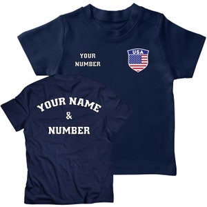 USA Soccer Jersey for Kids, American Soccer Jersey for Boy or Girl with Custom Name and Number, US Soccer Shirt for Baby Toddler or Youth