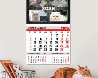 Calendario de pared de gatos enojados 2026: Un regalo divertido para amantes de los gatos