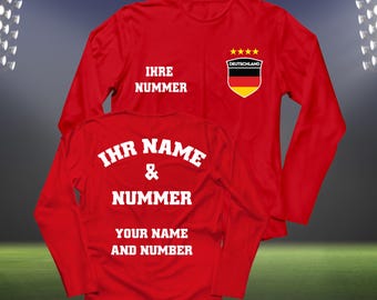 Personalized Germany Soccer Jersey: Custom Name & Number Long Sleeve T-Shirt