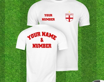 Personalized England Football Jersey: Custom Name & Number Tee