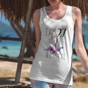 I am Magical Unicorn Custom Women&#39;s Tank Top, I am Any Years Magical Unicorn Tank, Custom Birthday Gift For Sister, Daughter or Wife