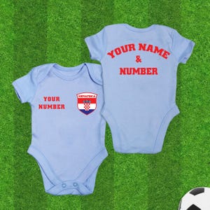 Custom Croatia Soccer Baby Jersey, Personalized Croatia Football Baby Bodysuit, Baby Boy, Girl Gift, Infant Toddler Croatian Flag T-shirt