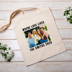 Custom Photo Tote Bag, Personalized Tote Bags With Your Photo or Text, Custom Family Photo Tote Bag, Custom Image Gift For Mom, Photo Gifts