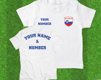 Personalized Slovenia Soccer Jersey for Kids: Custom Name & Number Football T-shirt