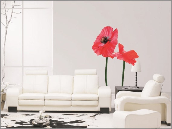 Poppy Flowers Wall Sticker Decal Red Poppies Art - Poppy Flower Wall Decals Poppy Flowers Wall Sticker Decal Red Poppies Art - Poppy Flower Wall Decals