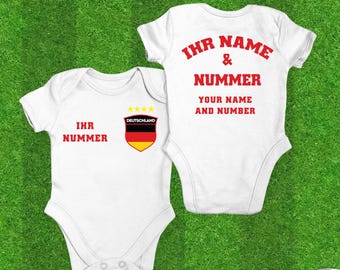 Personalized Germany Soccer Baby Bodysuit: Custom Name & Number