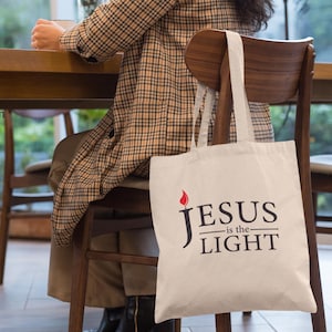 Jesus Tote Bag, Christian Tote Bag, Bible Tote Bag, Jesus is the Light Religious Tote Bag, The Way The Truth The Life, Gifts For Mom