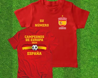 Personalized Spain Champions Euro 2024 Soccer Jersey: Custom Player Number Kids Football T-Shirt