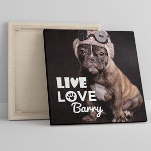 Custom Pet Canvas Print with Your Photo and Text, Photo Canvas with Gift Message Card At the Back, Pet Remembrance Gift, Dog Memorial Canvas