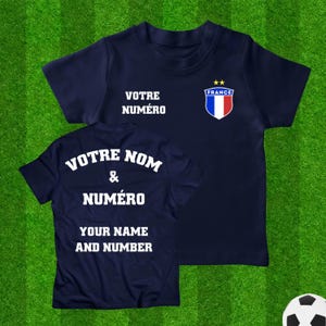 Maillot de football France pour enfants, t-shirt de football personnalisé drapeau de la France pour bébé ou enfant en bas âge, maillot de football personnalisé pour garçon ou fille