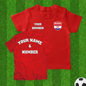 Croatia Personalized National Team Soccer T-shirt for Kids, Custom Player Name and Number Soccer Jersey, Football Tee Front and Back Print