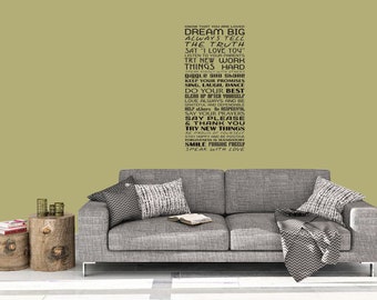 Dream Big Wall Home Decor Decal Sticker, Family Rules Vinyl Decal Home Decor, Family Wall Decor, Lettering Decorations Family Rules Decal