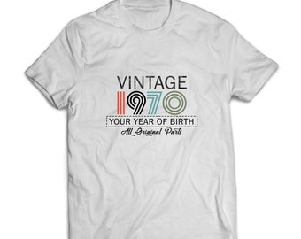 ANY YEAR Personalized Birthday Gift lepni.me Men's T-shirt Cool Birthday Vintage Custom Year Original Parts, Parents Birthday Gift Tee