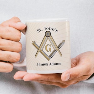 Custom Masonic Fraternal Mug, Freemasonry Personalized Mug, Square and Compass, Lodge Gift, Secret Society, Masonic Mug with Your Lodge Name