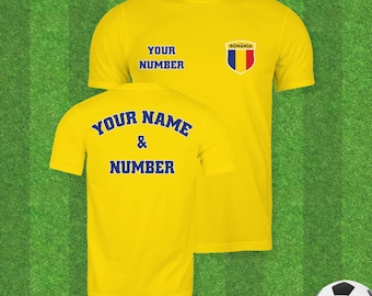 Camiseta de fútbol personalizada de Rumania, camiseta con nombre y número personalizados