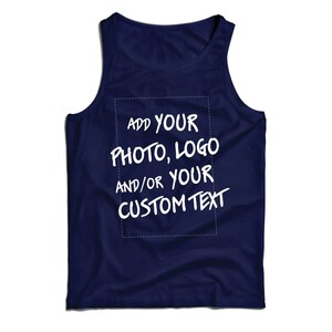 Custom Men's Tank Top, Personalized Photo/Logo Print, Husband Gift Blue Multi Color