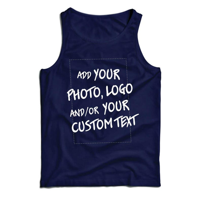 Custom Men's Tank Top, Personalized Photo/Logo Print, Husband Gift Blue Multi Color