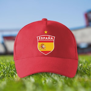 Spain National Team Football Cap, Spain Country Flag in a Shield Hat, Printed Dad Cap, Soccer Mom Cap, Unisex Spain Euro Championship Cap